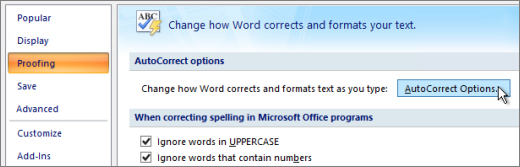 how to turn on autocorrect in word 2017