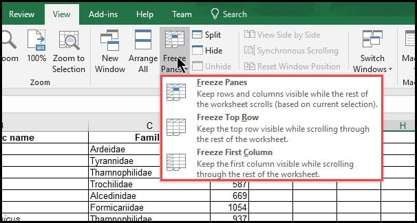 Excel Freeze Panes Problems
